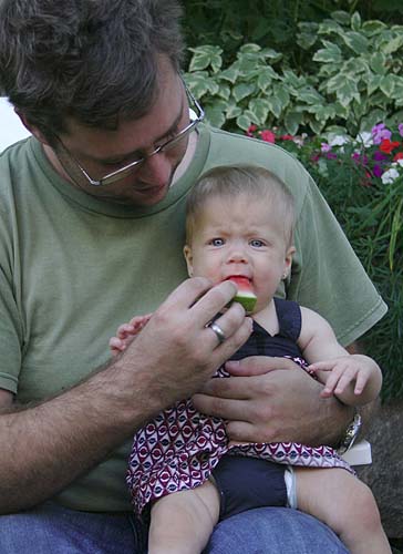 Trying Some Watermelon