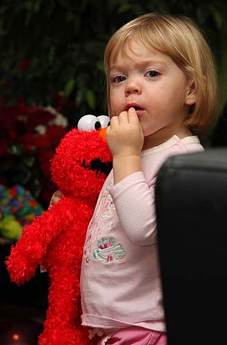 Teagan with Elmo