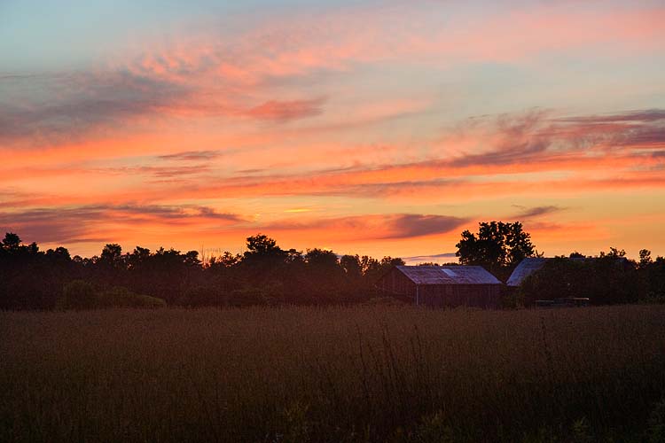 Barn with Red Sky