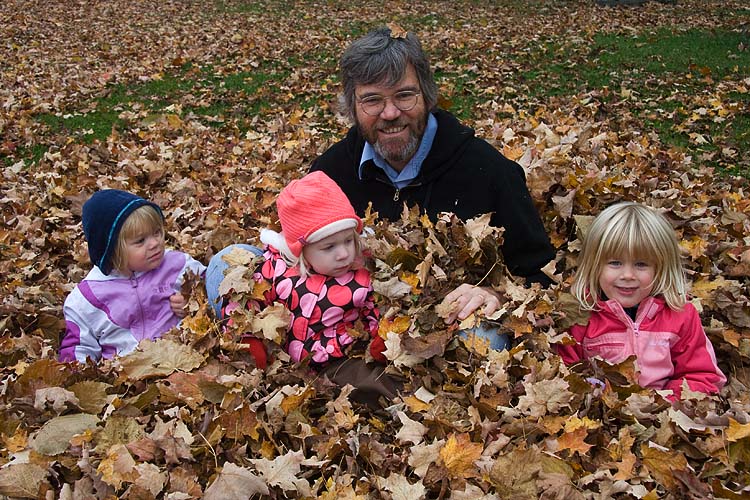 In the Leaves with Grandpa