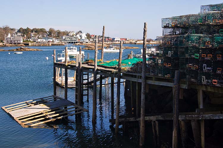 Pier Loaded with Lobster Traps