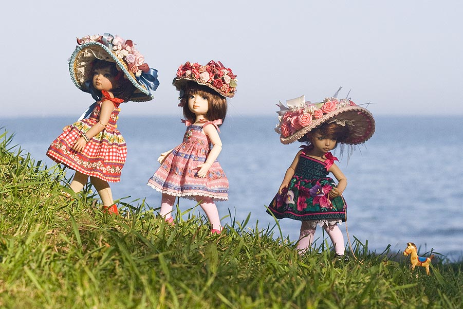 "H" is for Girls with Hats, Hiking up a Hill
