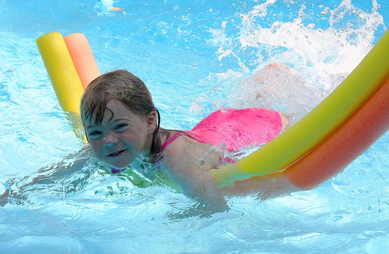 Teagan Splashing with Her Noodles