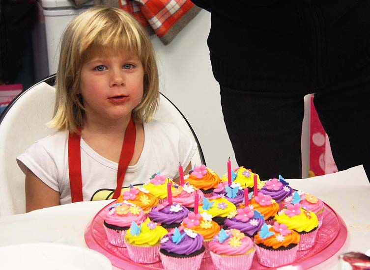 Rachel and her Birthday Cupcakes