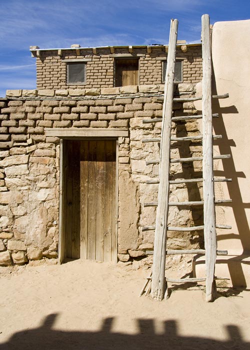 Stone and Mud Brick House with Ladder