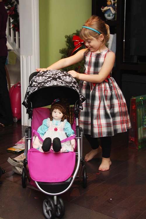 Taking the New Doll for a Walk in the New Stroller