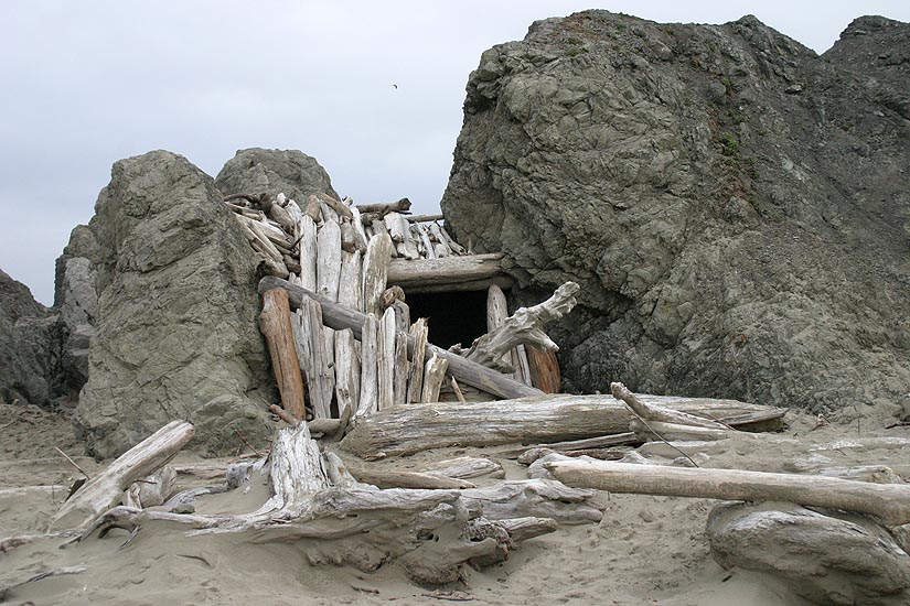 Driftwood Fort Between the Rocks
