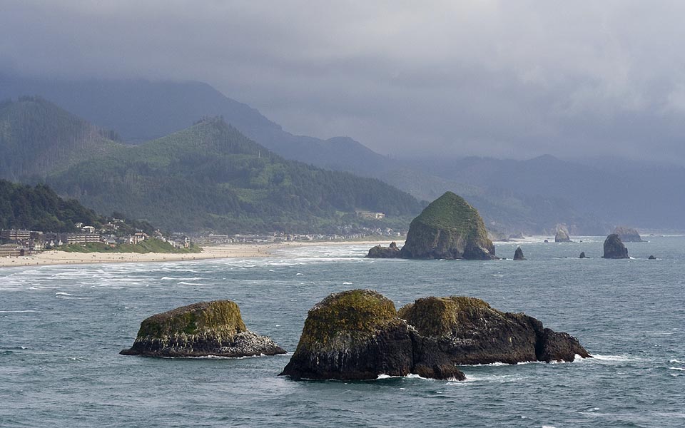 Haystack Rock and the Town of Canon Beach
