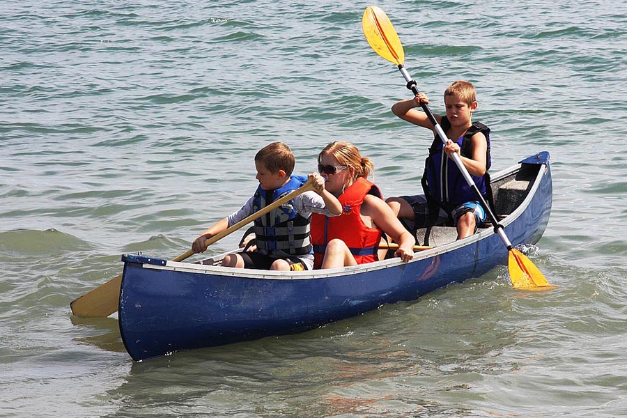 Mary, Austin and Brady out in the Canoe