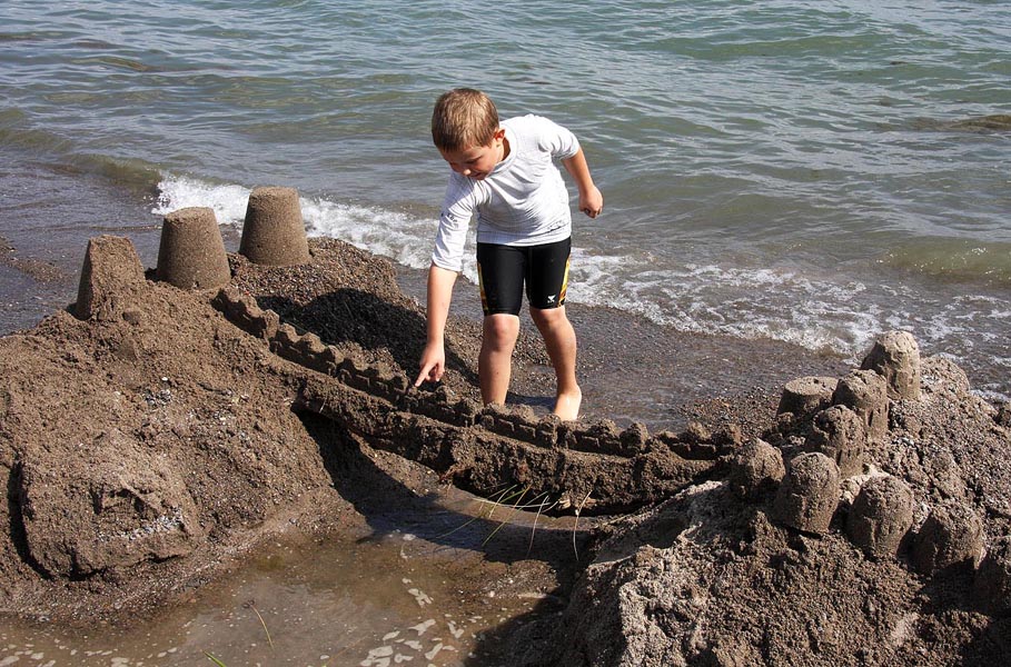 Austin Checks the Bridge to the Sand Castle