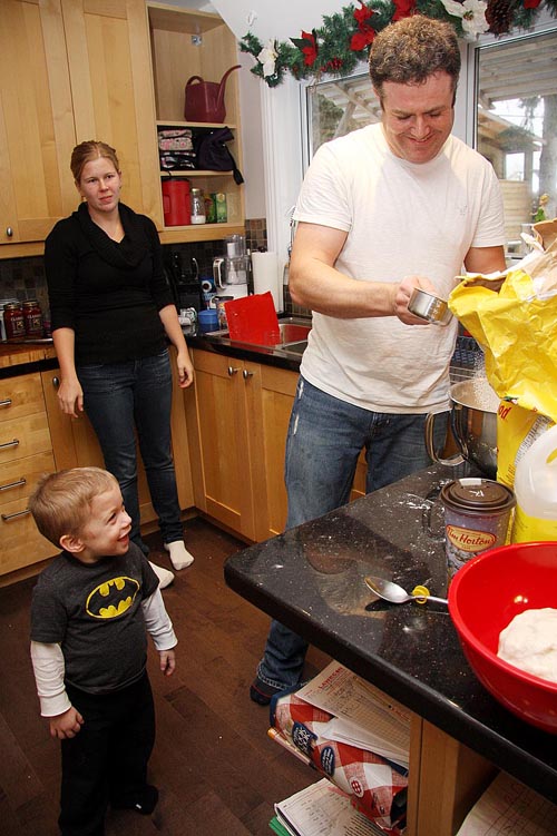Andrew Checking on the Progress of the Pizza Dough 