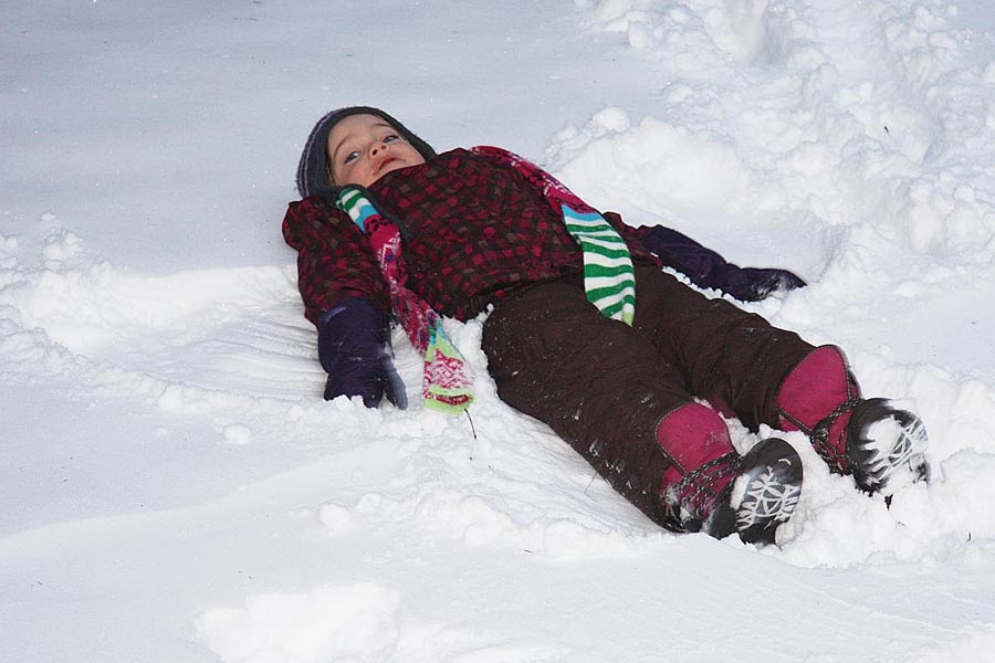 Teagan Making a Snow Angel