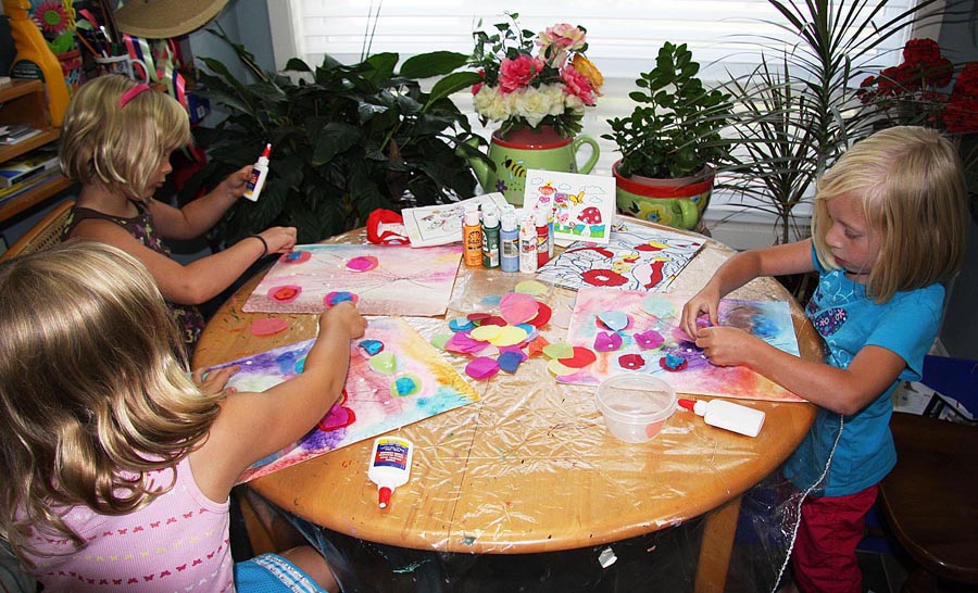 Gluing Tissue Paper Flowers
