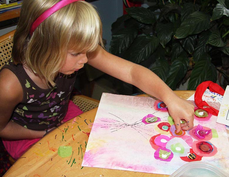 Rachel Adds Button Centers to her Flowers