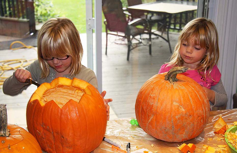 Working on Their Pumpkins