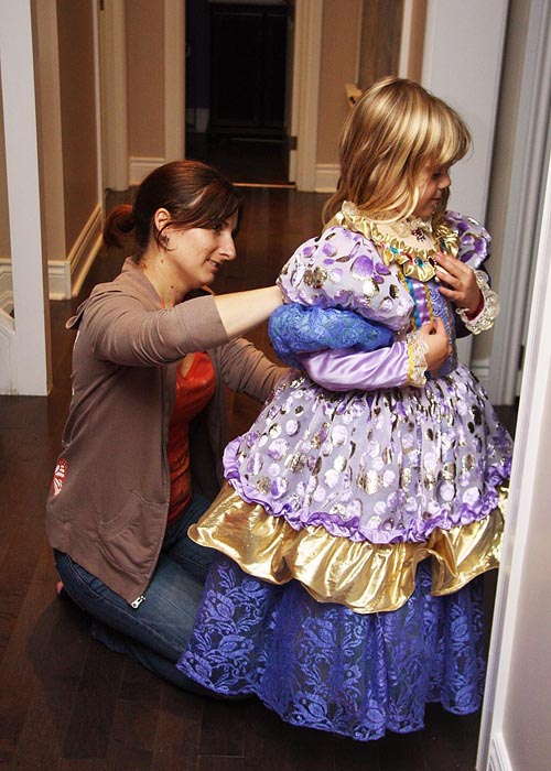 Doing Up Teagan's Dress