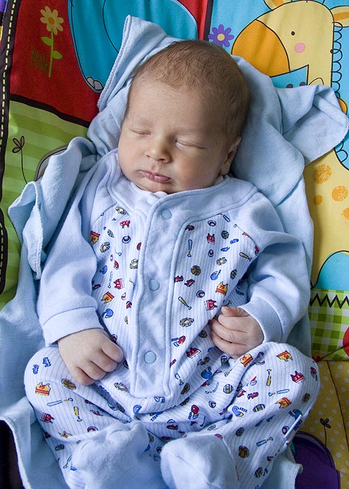 Asleep in his Bouncy Seat
