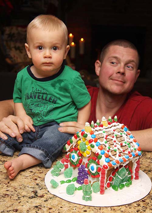 Ellio with the House Uncle Chris Made for Him