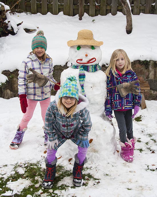 Three Girls and a Snowman