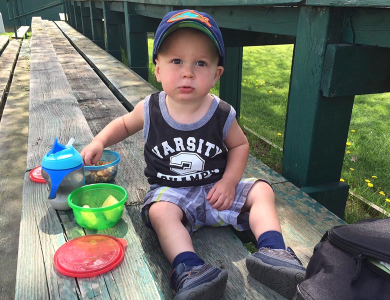 Snack Time on the Bleachers