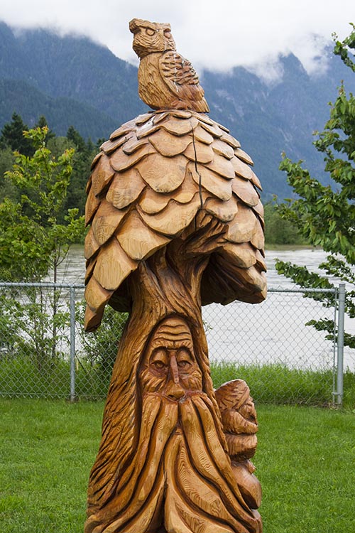 Old Man under Tree with Owl
