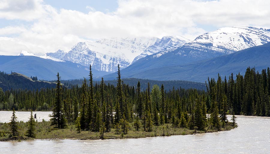 Jasper River and Mountains