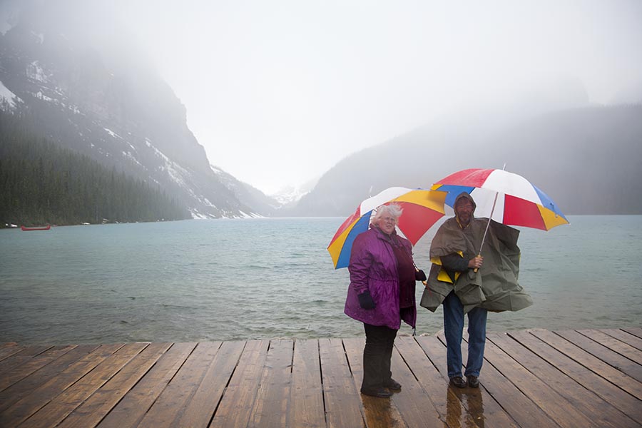 Lake Louise in the Pouring Rain