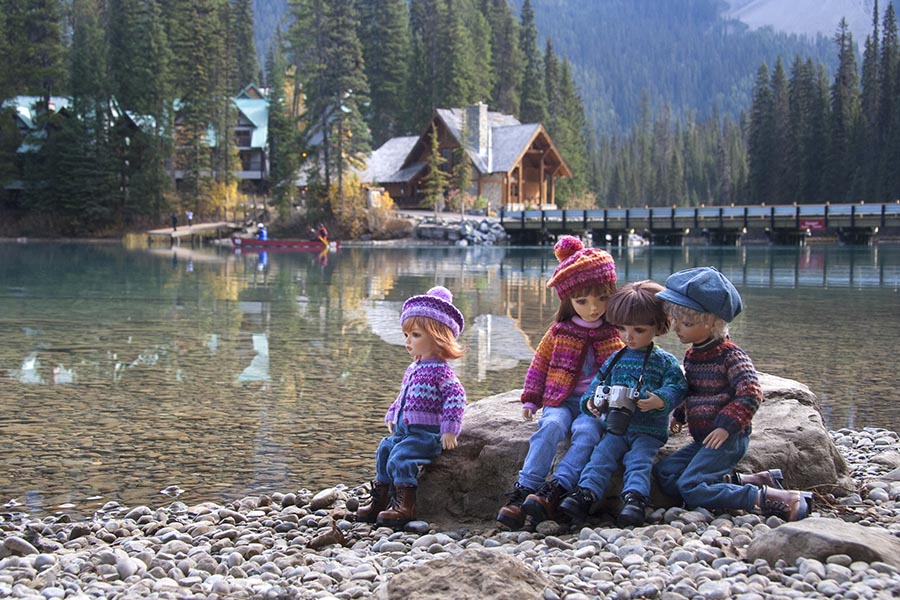 Checking the Photos at Emerald Lake