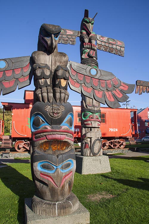 Totem Poles at the Station Gallery in Duncan