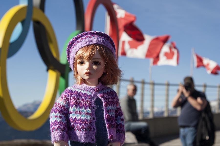Posing with the Olympic Rings