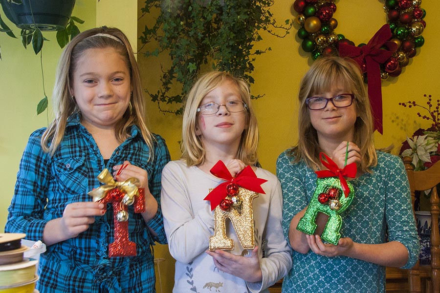 Girls with their Holiday Crafts