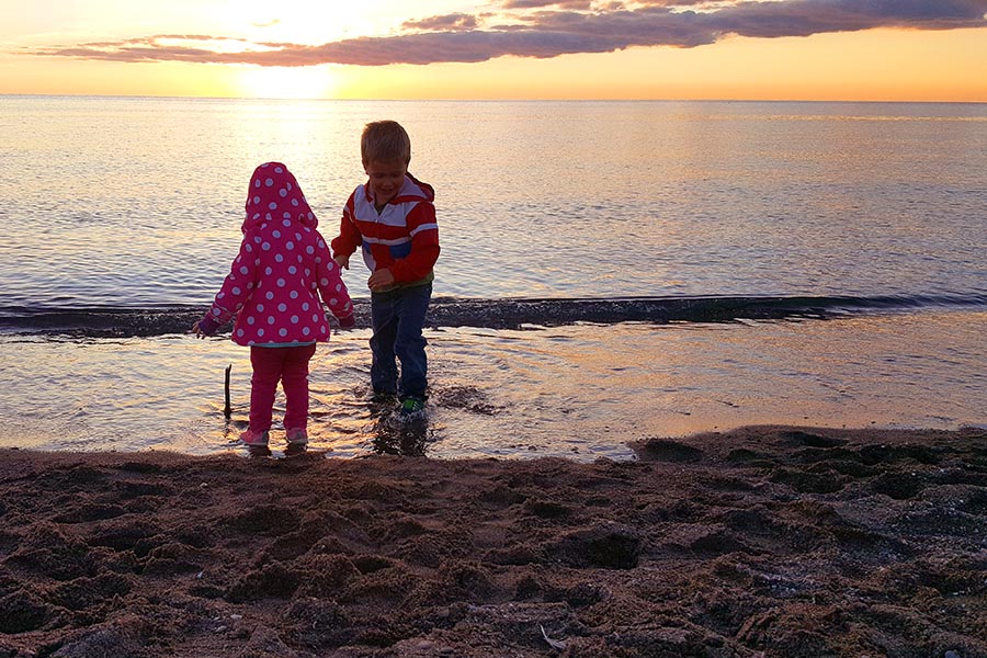 In the Water at Sunset