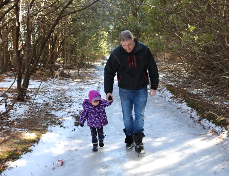 the icy Path with Dad