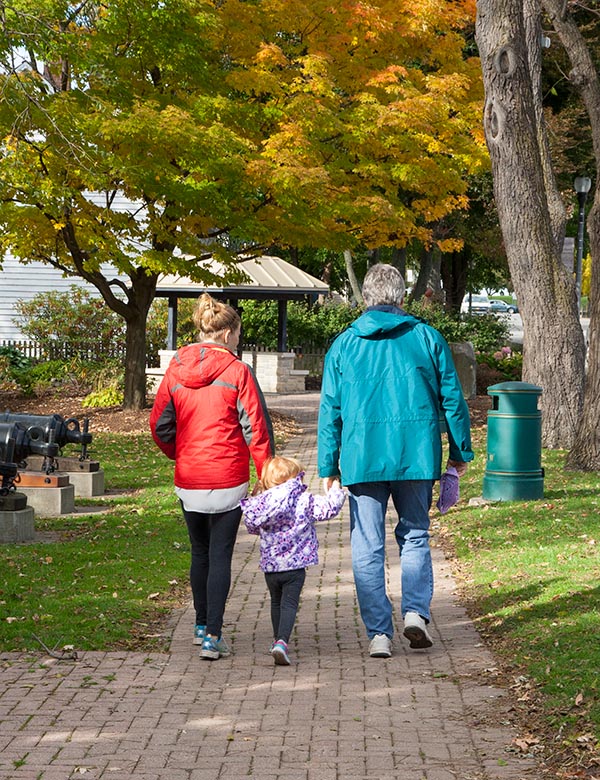 Walking with Mom and Grandpa