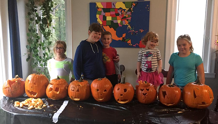 Lots of Carved Pumpkins