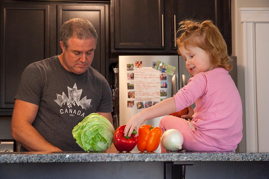 Helping Dad Make Lunch
