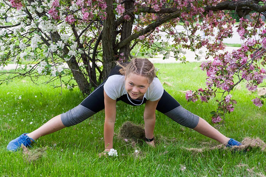 Gymnastics Move under the Blossoms