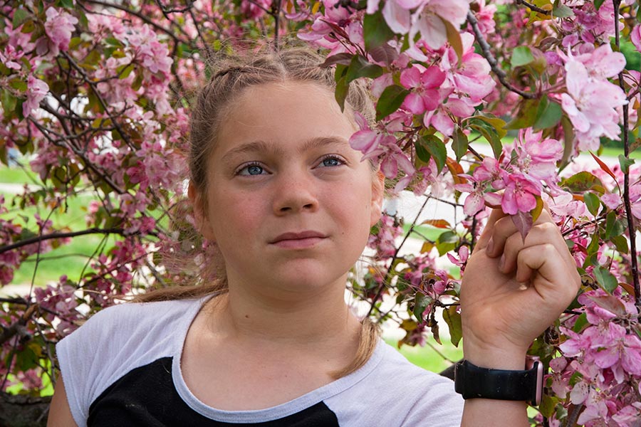 Admiring the Pink Blossoms