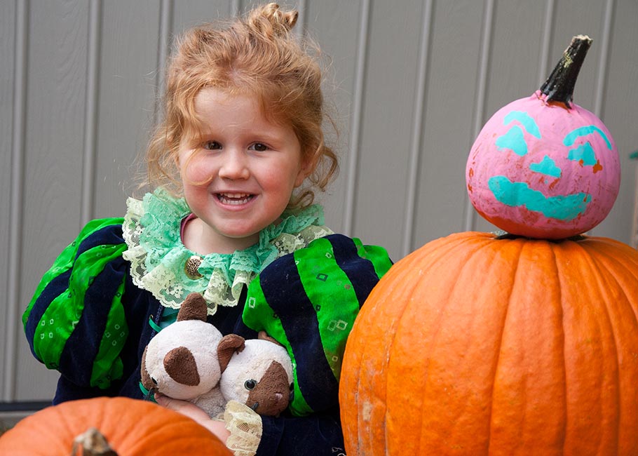 Emily with her Painted Pumpkin