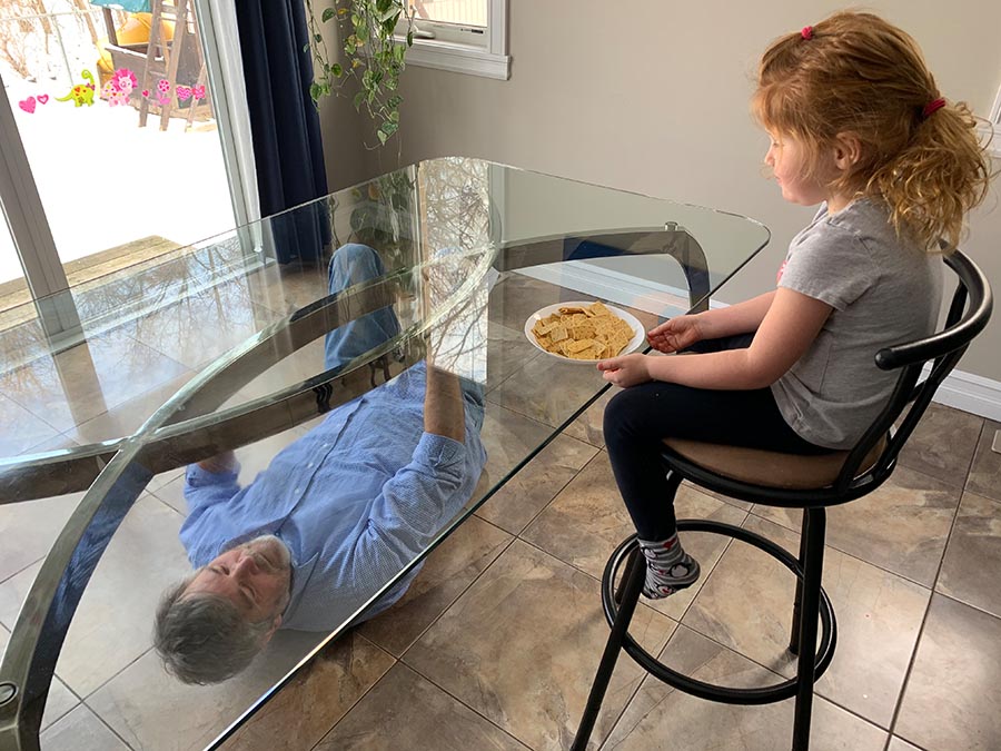 Watching Granda install the New Table