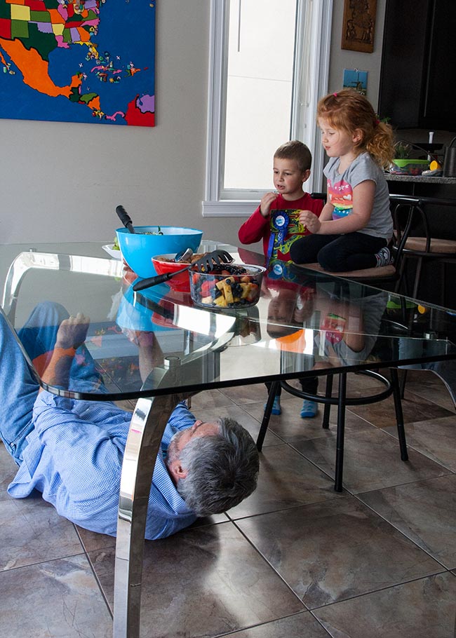 "Hurry up Grandpa! It's time for lunch!"