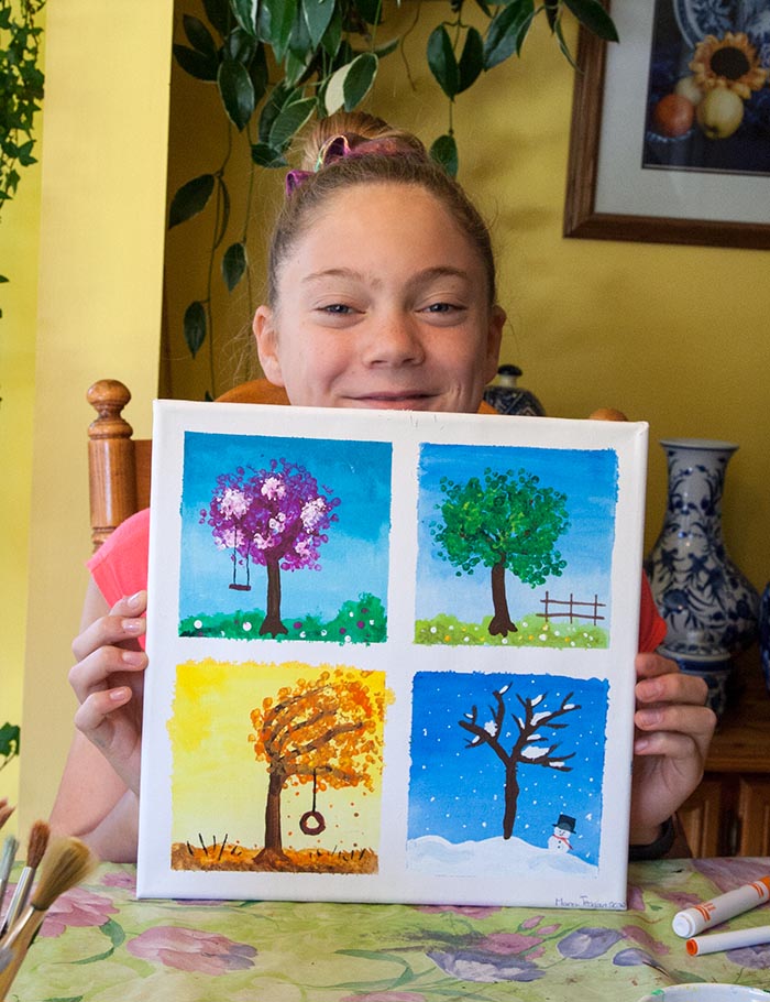 Teagan and her Four Seasons Painting