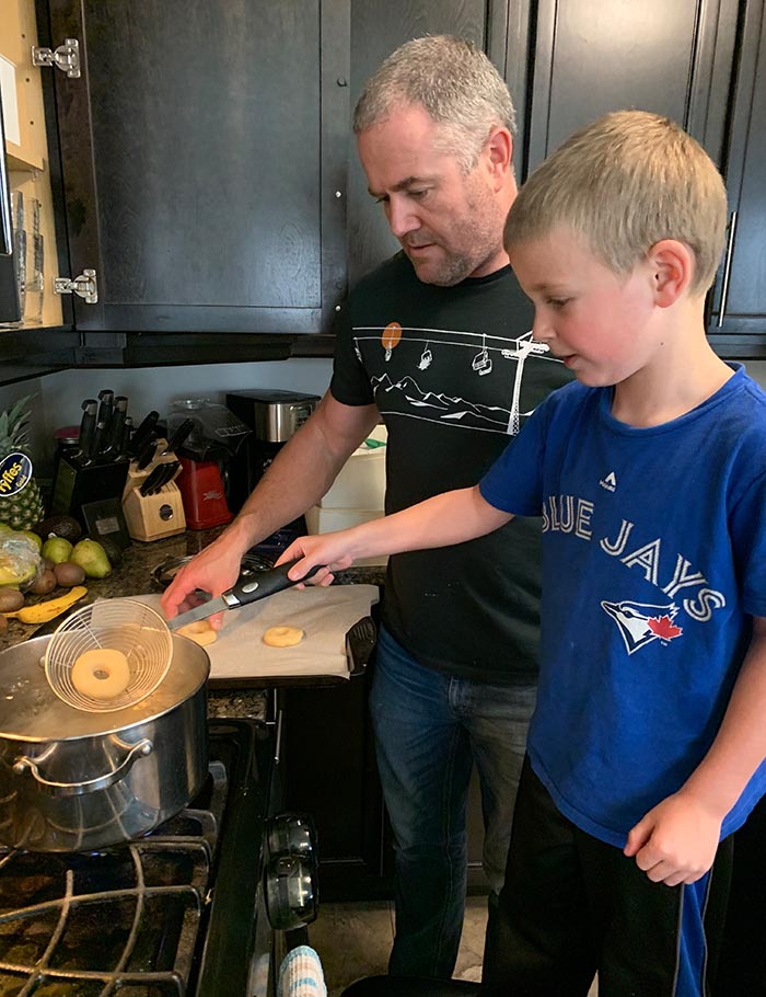 Boiling the Bagels with a little help from Dad