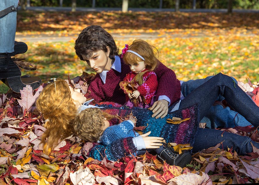 Family in the Leaves